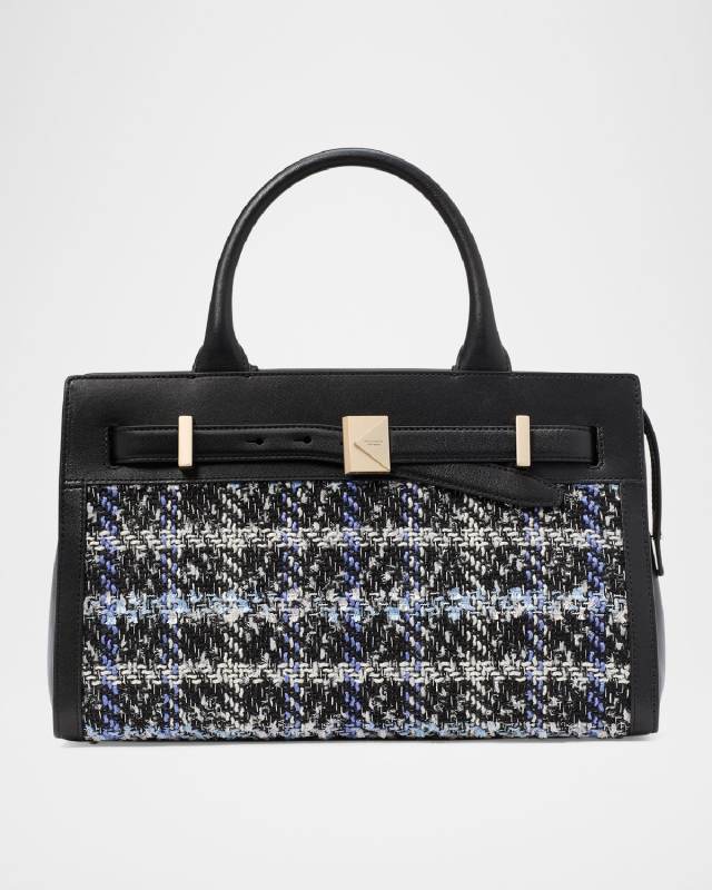 deco plaid tweed crossbody bag